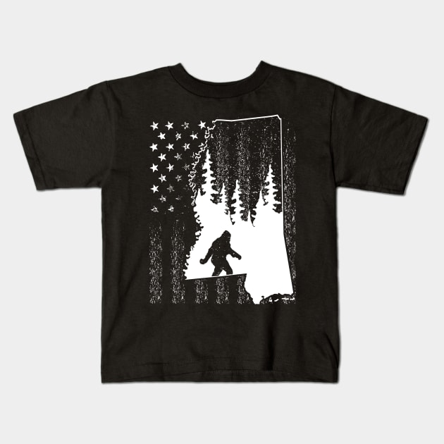 Mississippi Bigfoot American Flag Kids T-Shirt by Tesszero